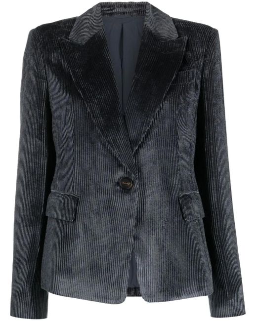 Brunello Cucinelli Black Corduroy Single-Breasted Blazer