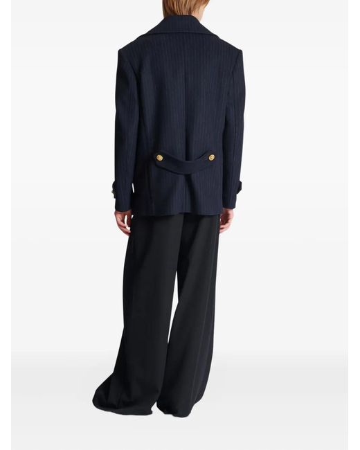 Balmain Blue Pinstripe Double-Breasted Jacket for men