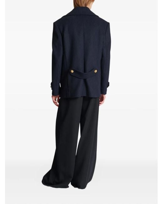 メンズ Balmain ストライプ ダブルジャケット Blue