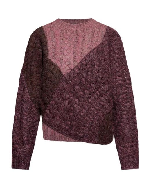 Isabel Marant パッチワーク ケーブルニットセーター Red