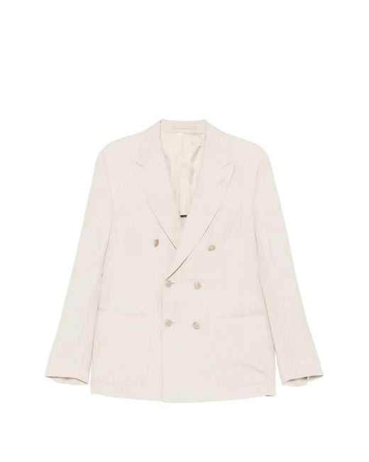 Eleventy White Double-Breasted Jacket for men