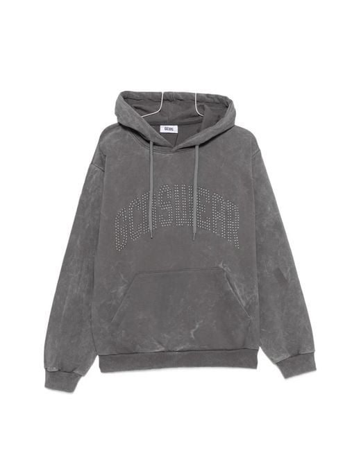 Gcds Gray Studded-Logo Long-Sleeve Hoodie for men
