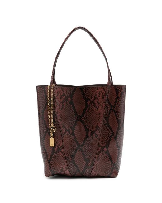 Chloé Brown Medium Spin Python-Effect Tote Bag