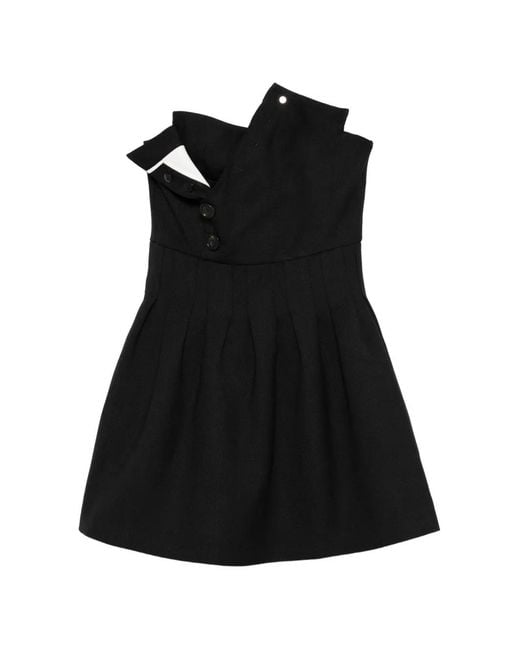 ShuShu/Tong Black Button-Detail Mini Dress