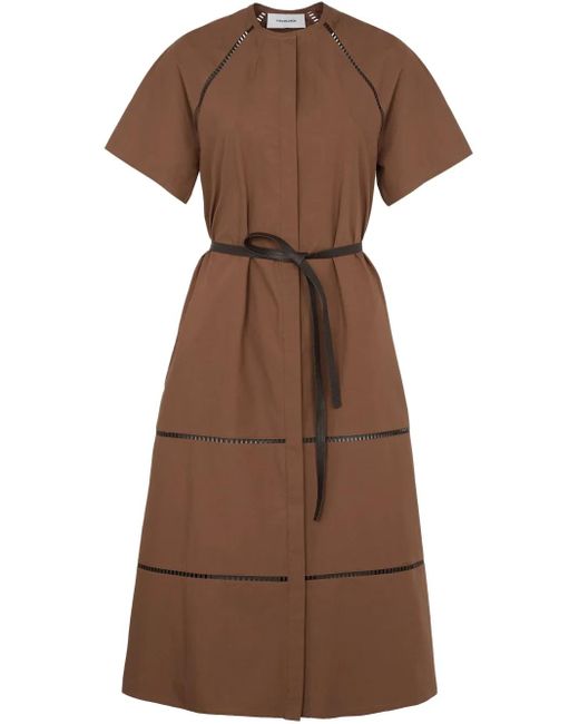 Yves Salomon Brown Belted Midi Dress