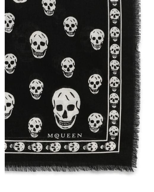 McQueen Black Silk Scarf