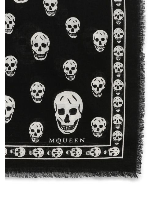 McQueen Black Silk Scarf