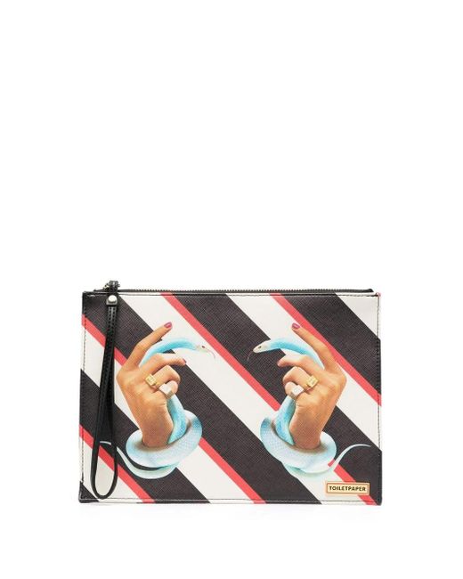Seletti ストライプ クラッチバッグ White