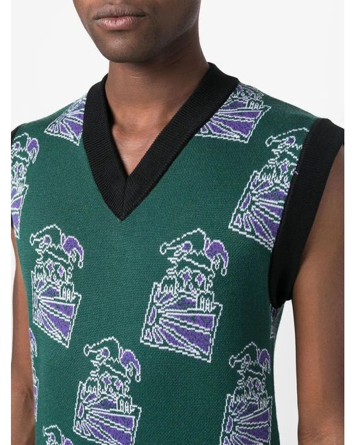 Rassvet (PACCBET) Green Clown-Intarsia Knitted Vest for men