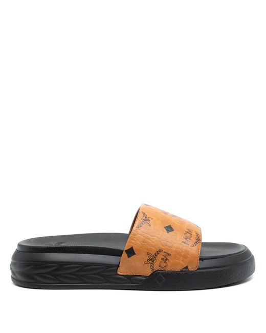 MCM White Visetos-Print Platform Slides