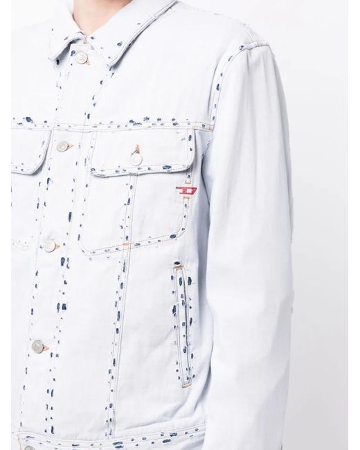 DIESEL Blue D-Barcy Ripped Denim Jacket for men