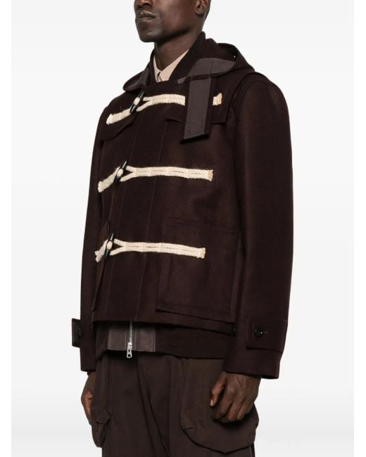 Sacai Black Hooded Toggle Jacket for men