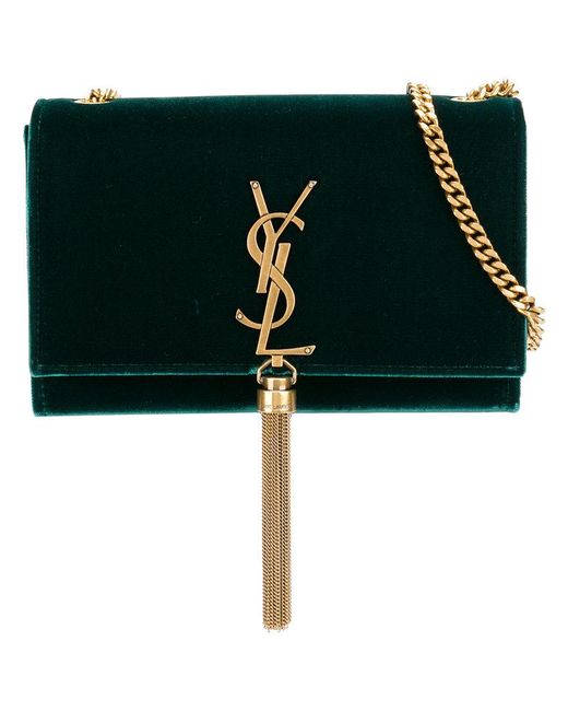 Saint Laurent Green Velvet Kate Tassel Bag