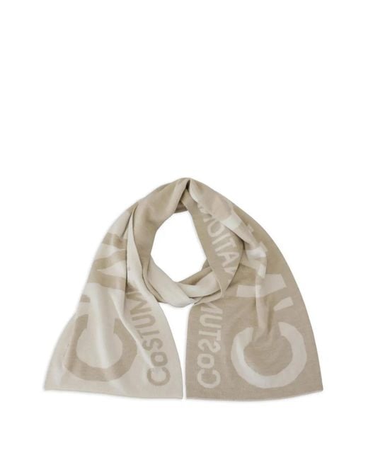 CoSTUME NATIONAL Metallic Logo-Print Merino-Wool Scarf
