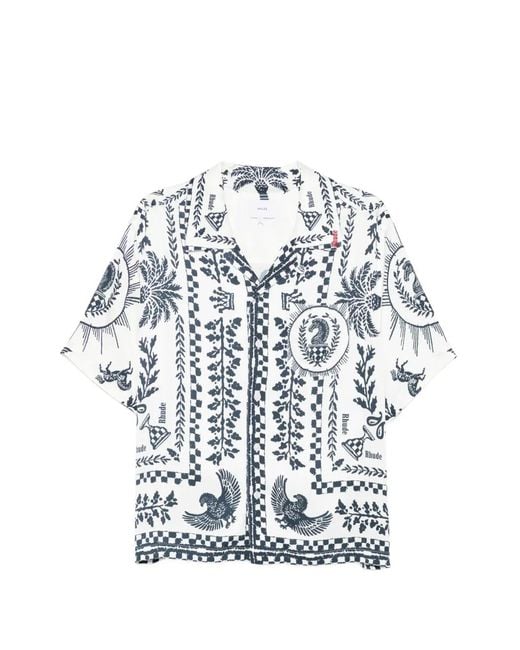 Rhude White Graphic-Print Shirt for men