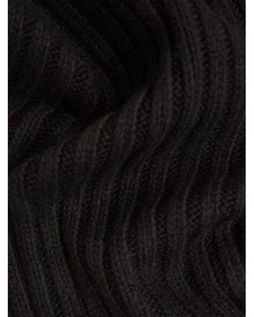 Karl Lagerfeld Black Ribbed Logo-Patch Scarf for men