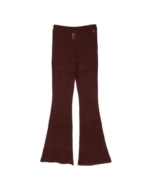 Patrizia Pepe Purple Pointelle-Knit Flared Trousers