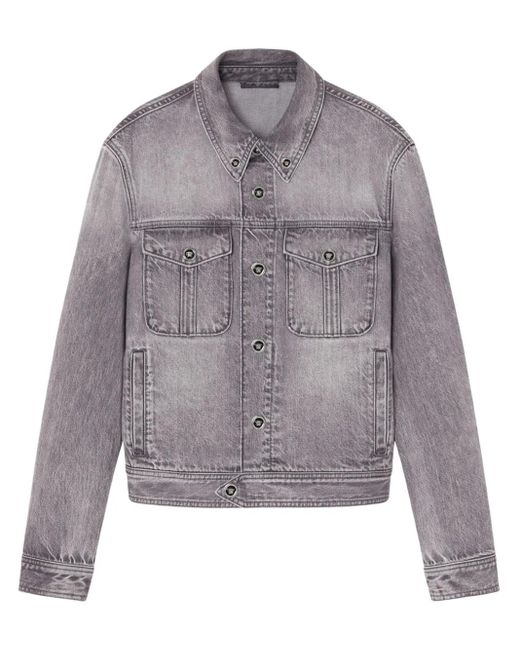 Chaqueta vaquera con botones Medusa Head Versace de hombre de color Gray