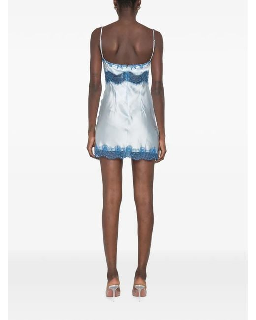 Asta Resort Blue Beaded Lace-Trim Mini Dress