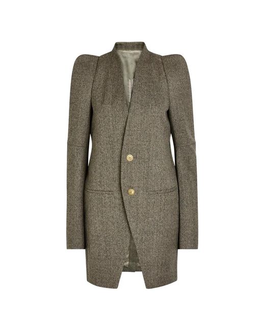 Rick Owens Green Structured-Shoulder Button-Up Jacket