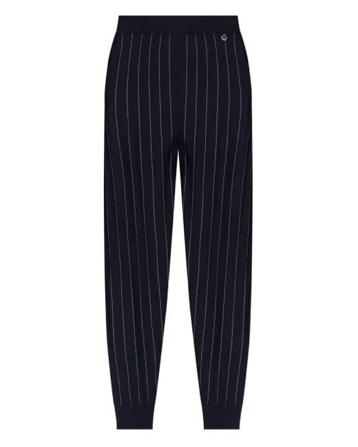 Stella McCartney Blue Pinstripe-Pattern Track Pants