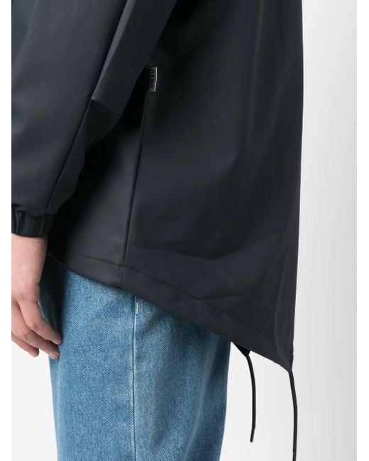 Rains Blue Drawstring-Hood Parka Jacket