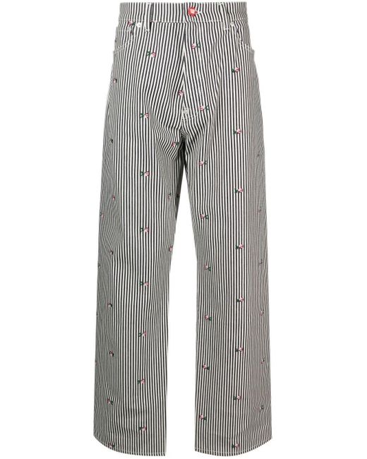 KENZO Gestreifte Jeans mit Rosenstickerei in Grau für Herren | Lyst AT