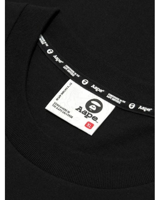 Aape By A Bathing Ape Black Gaphic-Print T-Shirt for men