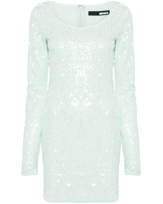 ROTATE BIRGER CHRISTENSEN Blue Sequinned Scoop-Neck Minidress