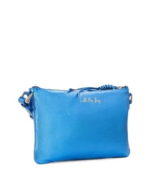 V73 Blue Logo-Patch Shoulder Bag