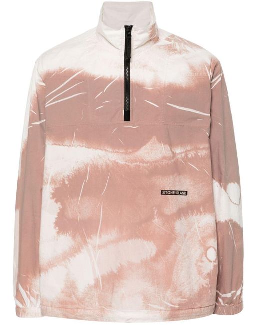 Stone Island Pink Abstract-print Half-zip Overshirt for men