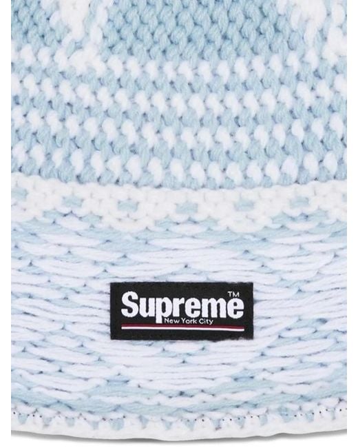Supreme Blue Logo-Patch Beanies Hat for men