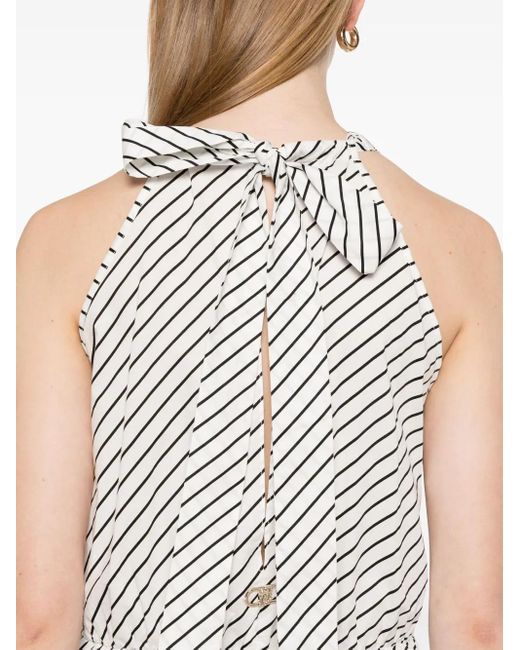 Liu Jo White Striped Poplin Midi Dress