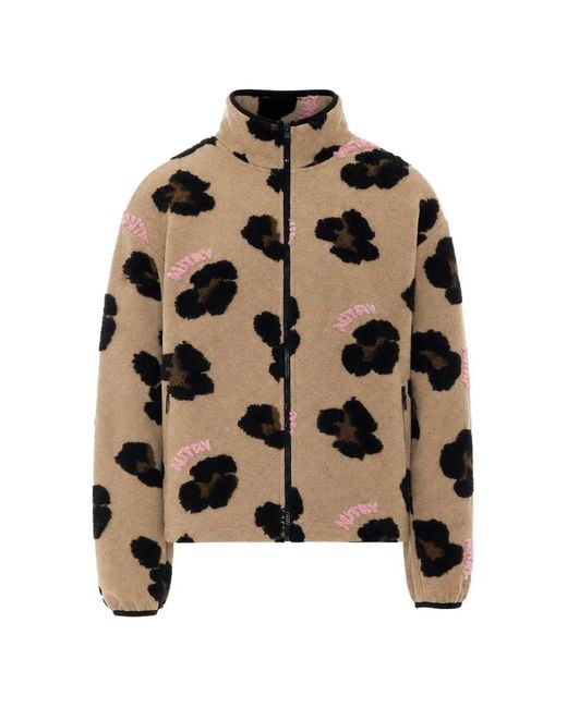 Autry Brown Leopard-Print Fleece Jacket for men