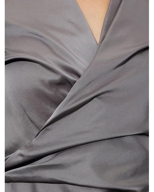 Rick Owens Gray Laura Ls Wrap-Style Long-Sleeve Top