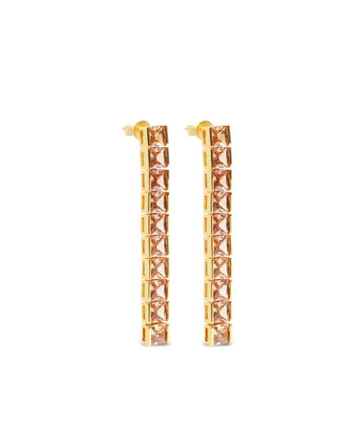 Izabel Display Metallic Tennis Ohrringe Mit Eckigem Schmuckstein