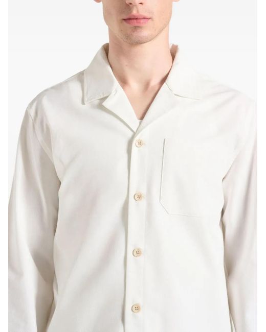 Manière De Voir White Constant Linen Long Sleeve Shirt for men