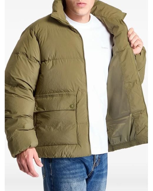 Adidas Green Padded Logo-Embroidered Jacket for men