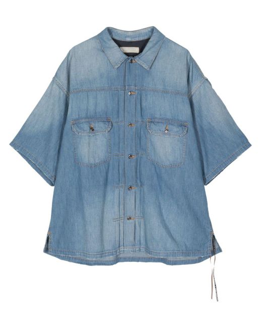 MASTERMIND WORLD Blue Denim Short-sleeve Shirt for men