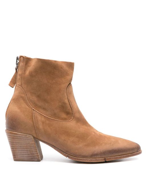 Moma Brown Suede Panelled Ankle Boots