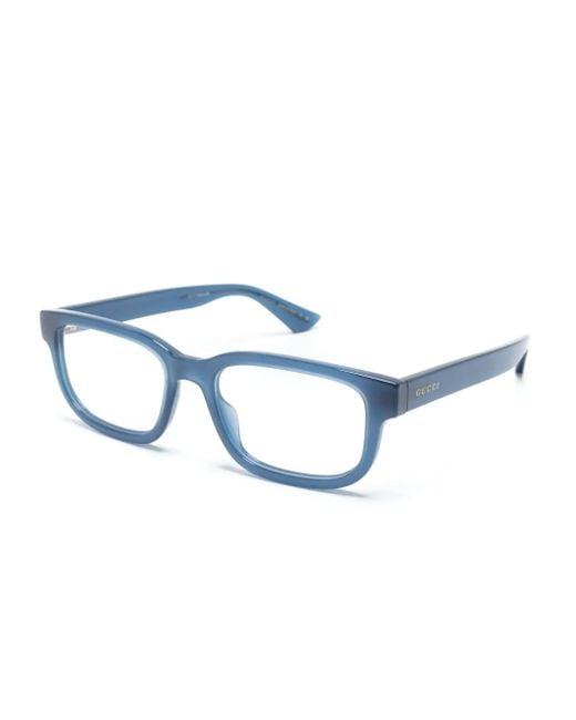 Gucci Blue Transparent Square-Frame Glasses