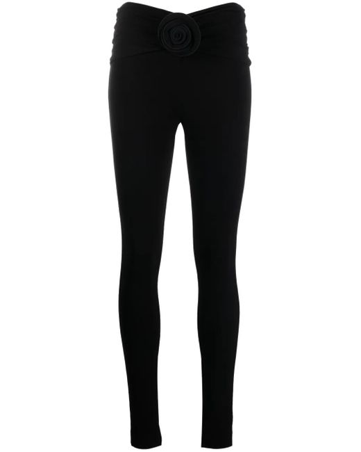 Magda Butrym Black leggings With Floral Detail