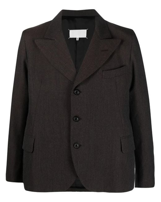 Maison Margiela Black Single-Breasted Wool Blazer for men