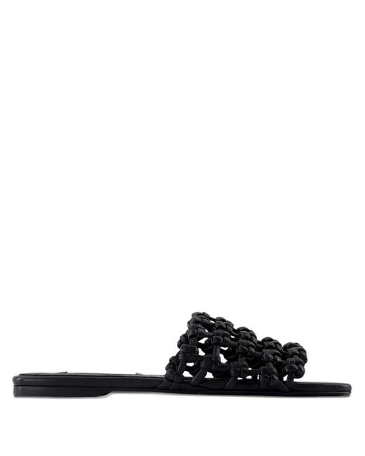 Totême Black Braided-Leather Bandeau Slides