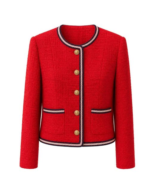 Alice + Olivia Red Avalon Tweed Jacket
