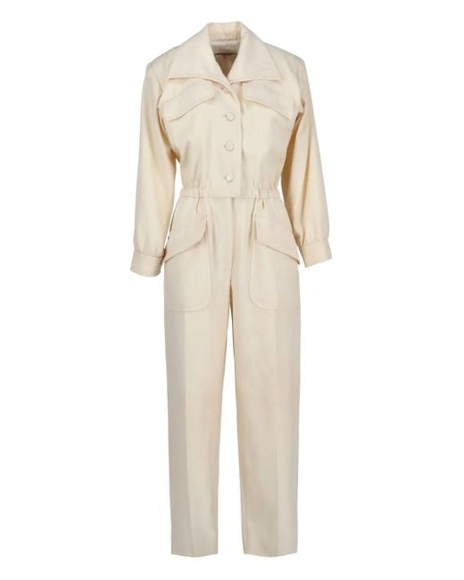 Saint Laurent Jumpsuit Met Pofmouwen in het Natural