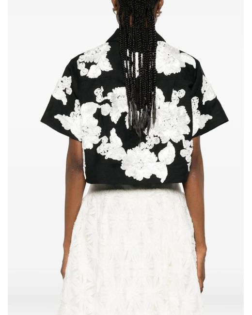 Jonathan Simkhai Black Chemise À Applique Fleur