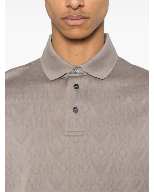 Emporio Armani Poloshirt Met Monogram-jacquard in het Gray voor heren