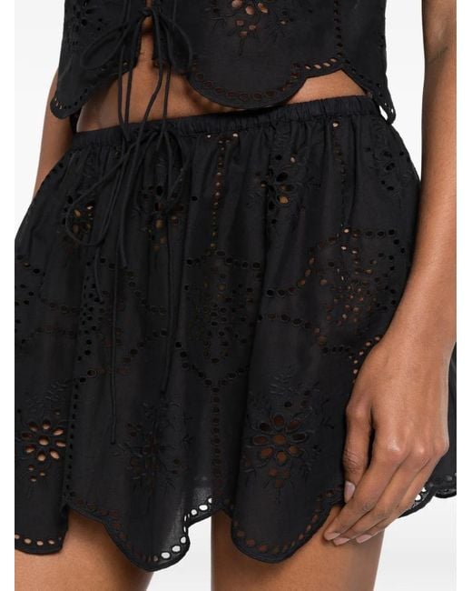 Matteau Black Broderie Scalloped-Hem Mini Skirt
