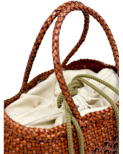 Donna Karan Brown Woven Leather Shoulder Bag